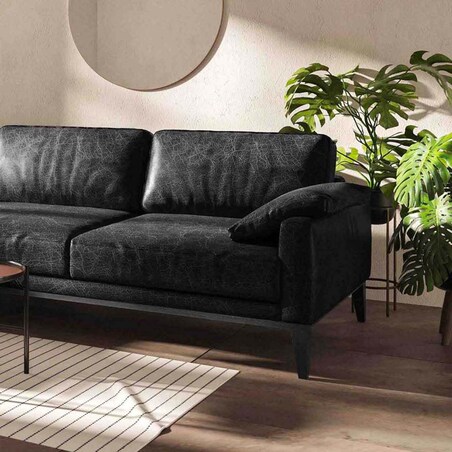 Sofa narożna Musso - czarna vintage