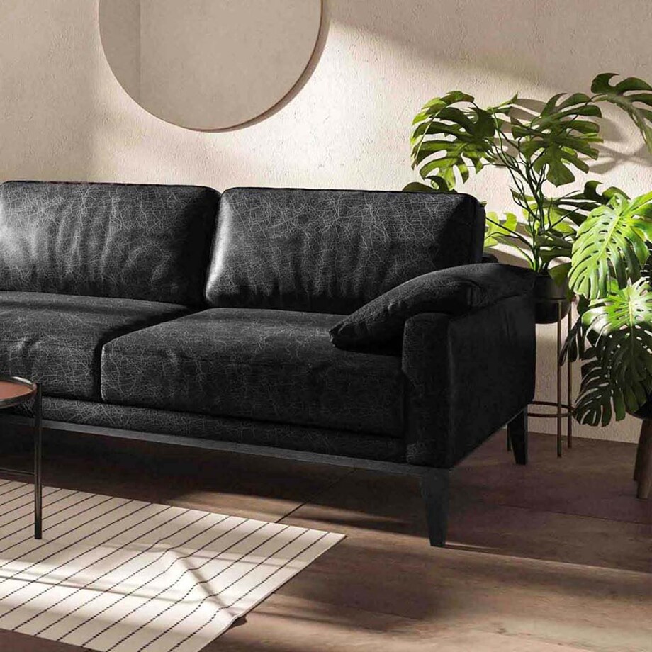 Sofa narożna Musso - czarna vintage
