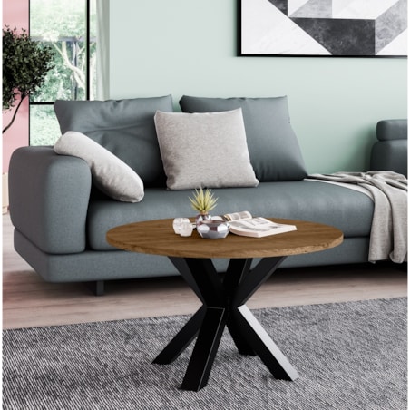 Stolik kawowy NEO okrągły 90 cm, metalowa podstawa-dąb lefkas