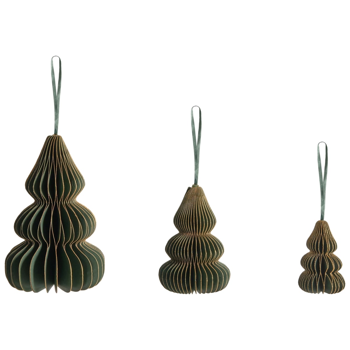 Zestaw 19 ozdób choinkowych ORKLA Papier Zielony