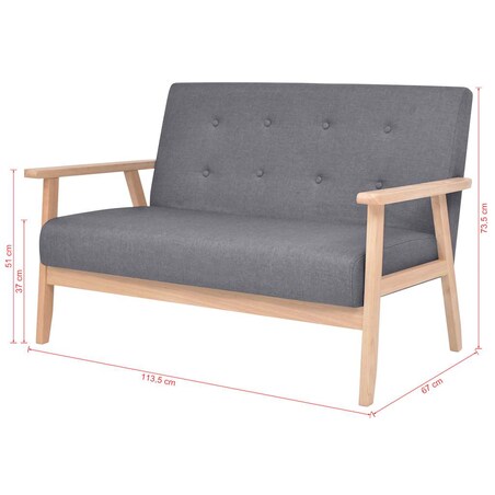 vidaXL 2-osobowa sofa materiałowa, ciemnoszara
