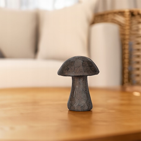 FIGURKA GRZYB OGRODOWA 14cm brązowa boho wodoodporna imitacja drewna