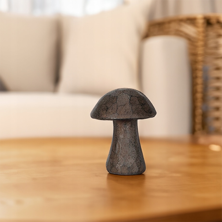 FIGURKA GRZYB OGRODOWA 14cm brązowa boho wodoodporna imitacja drewna