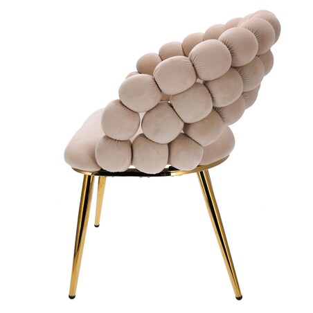 Krzesło welur tapicerowane BELLA nowoczesne beżowe