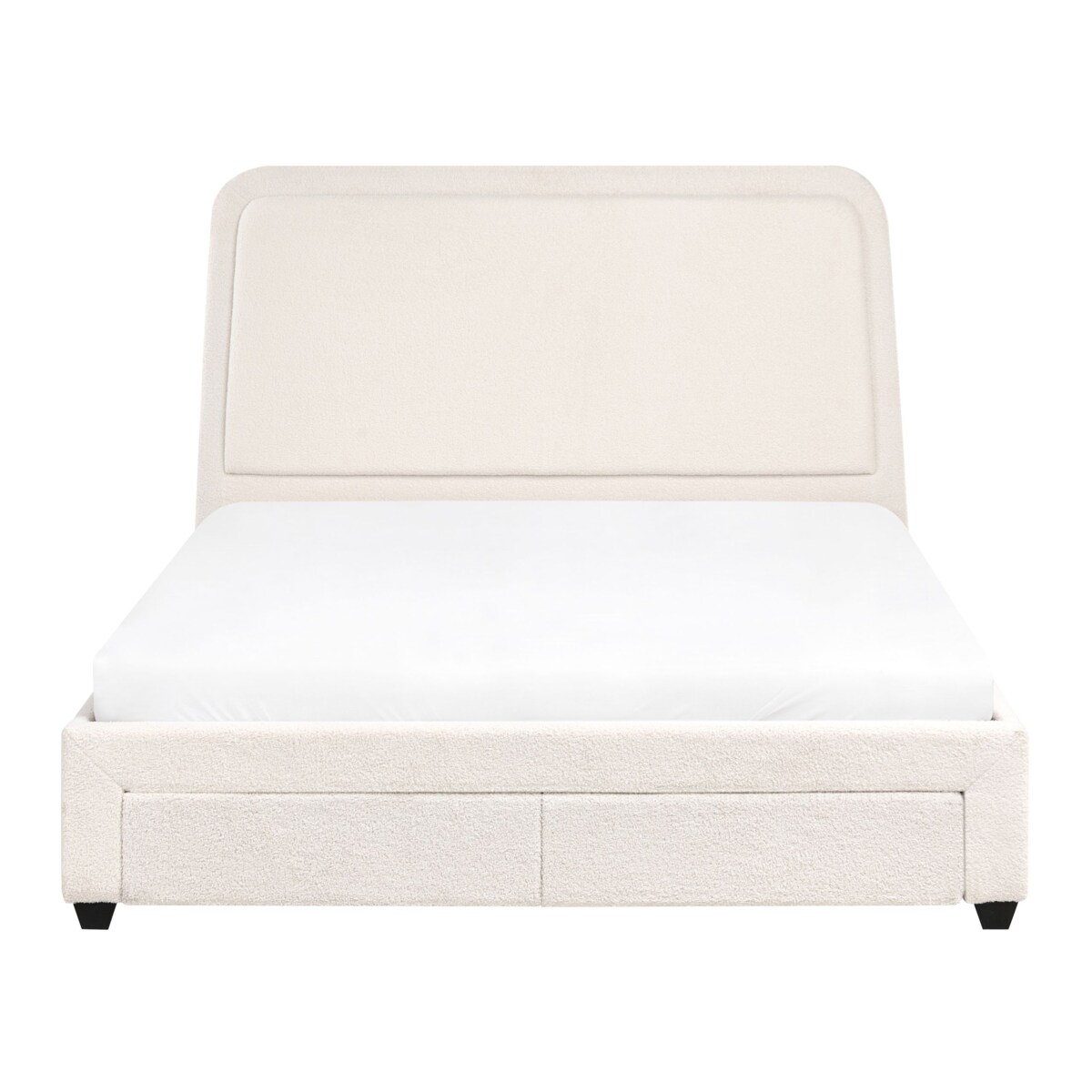 Łóżko z szufladami Boucle SARDENT 160 x 200 cm Złamana biel