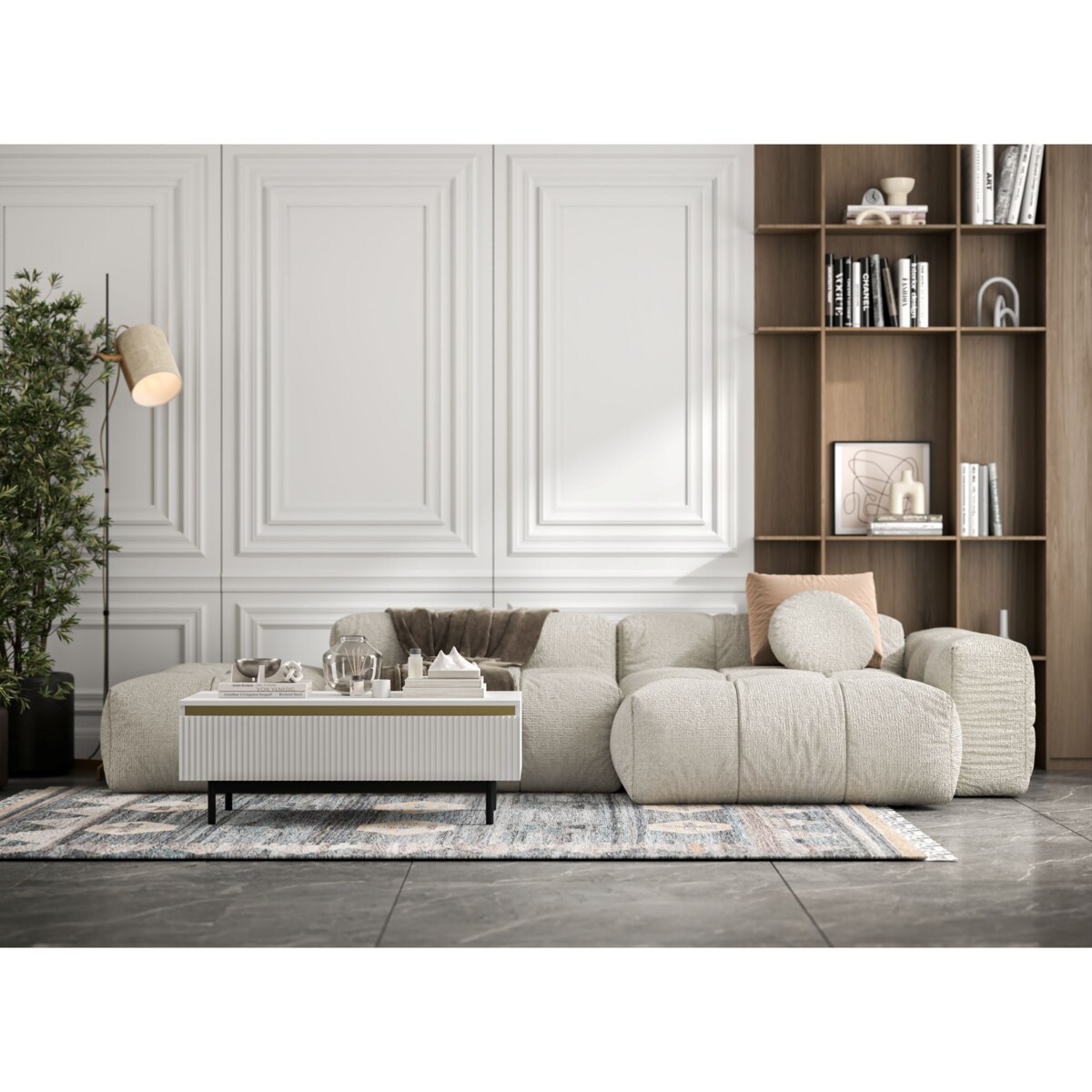 Stolik kawowy Glamour prostokątny elegancka ława Biały Mat Czarny Stelaż 109 cm