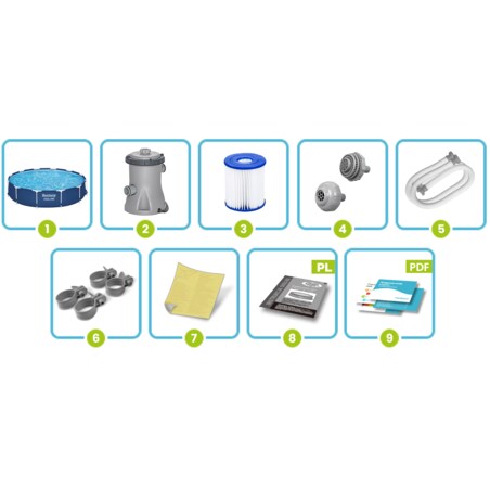 Basen ogrodowy stelażowy pompa 366x76 Bestway 9w1