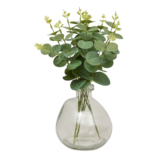 Kompozycja z eukaliptusa URICE, wys. 35 cm, szklany wazon