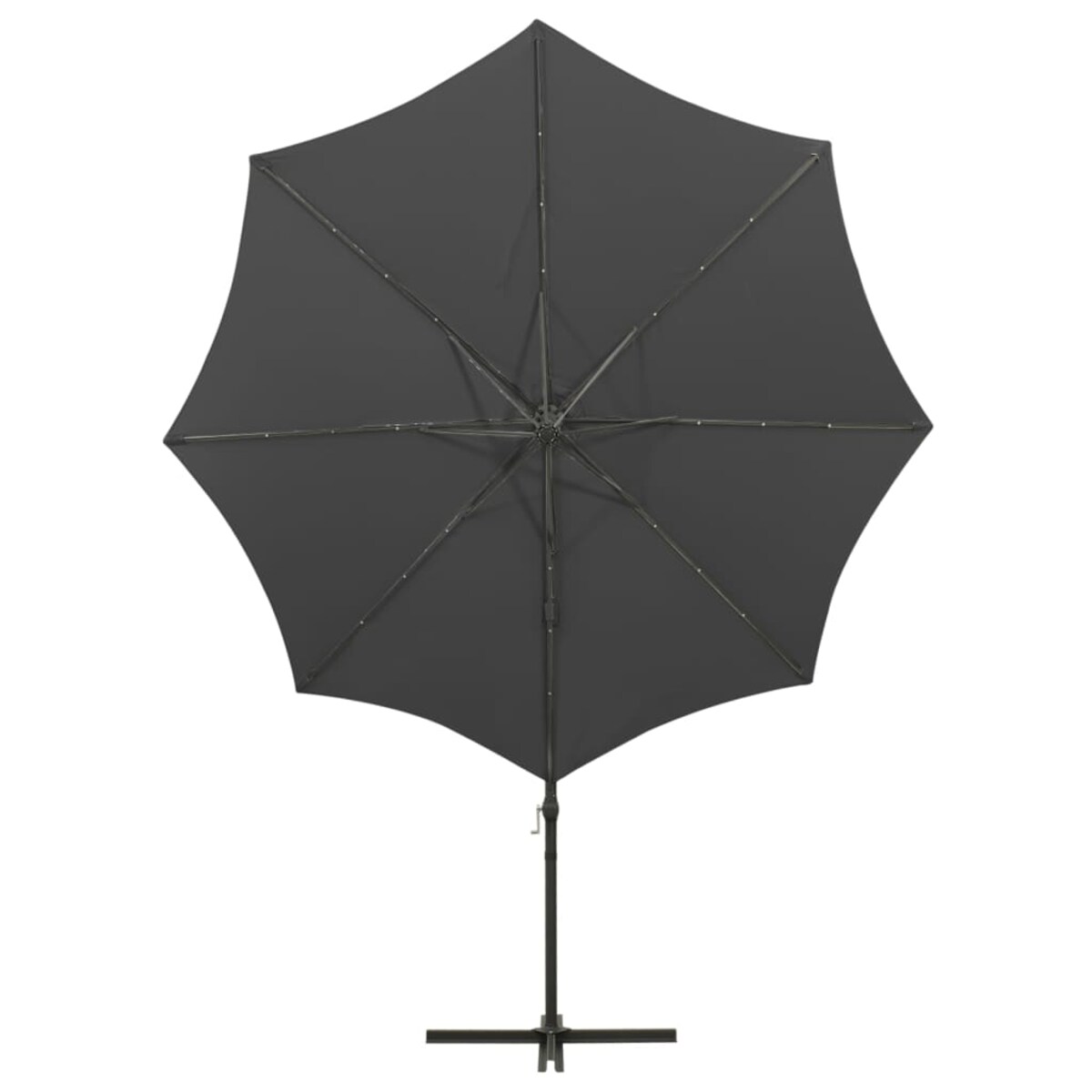 vidaXL Parasol wiszący z lampkami LED i słupkiem, antracytowy, 300 cm
