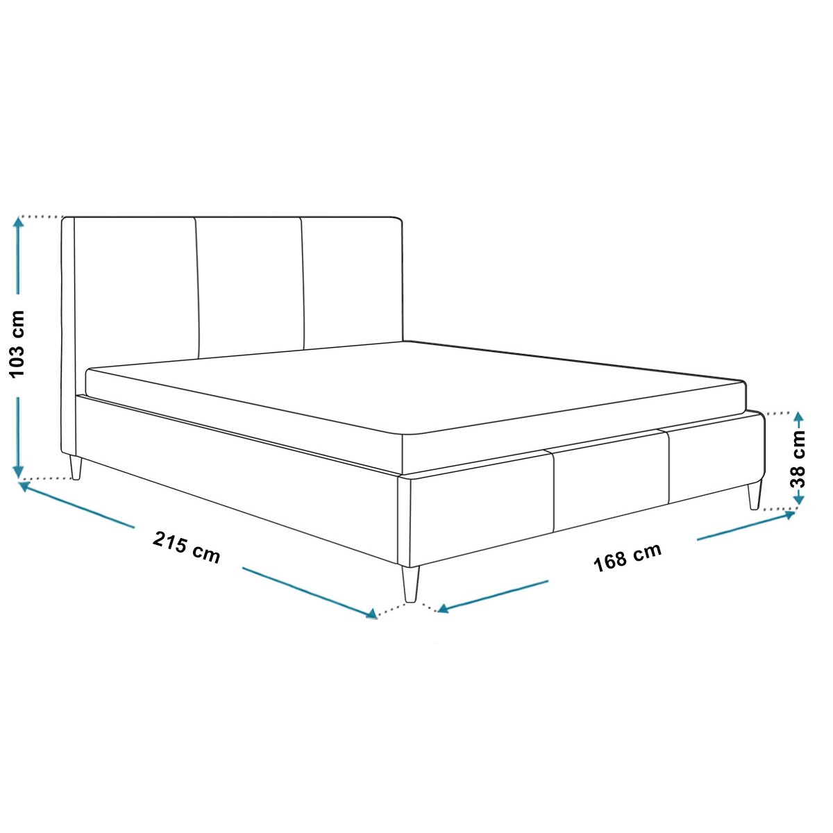 Łóżko tapicerowane 160x200 LUXO 7 do sypialni, na drewnianych nogach-beżowe