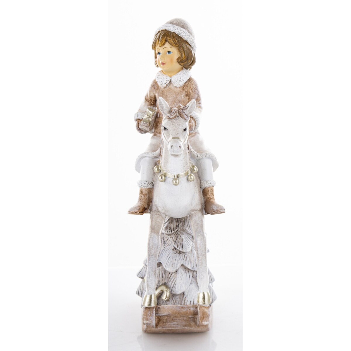 Dekoracja - figurka dziewczynki na koniu na biegunach i 26x18x7 cm LED