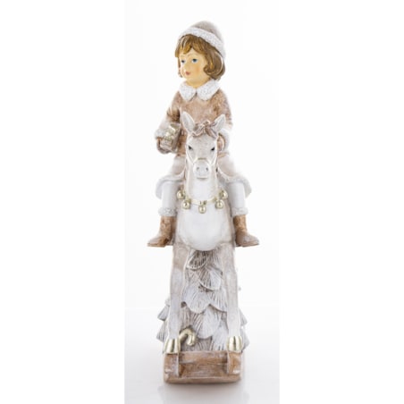 Dekoracja - figurka dziewczynki na koniu na biegunach i 26x18x7 cm LED