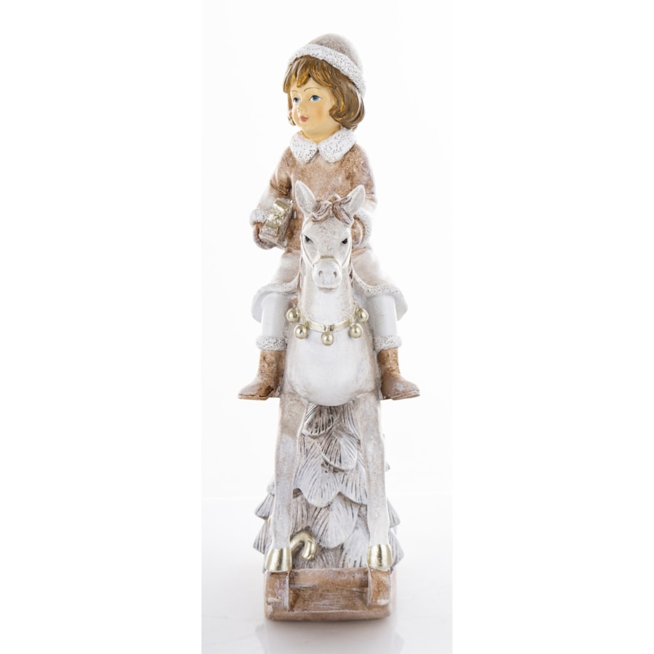 Dekoracja - figurka dziewczynki na koniu na biegunach i 26x18x7 cm LED