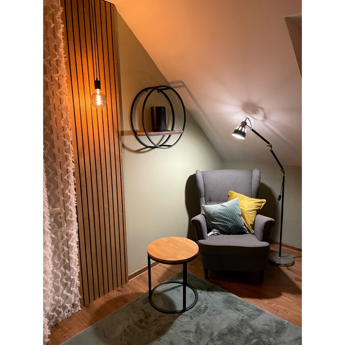 Półka loftowa okrągła dębowa 60cm 3d