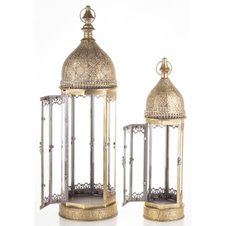 Lampion metalowy 2 szt. 76x21x21 i 58x14x14 cm CUPOLA-2