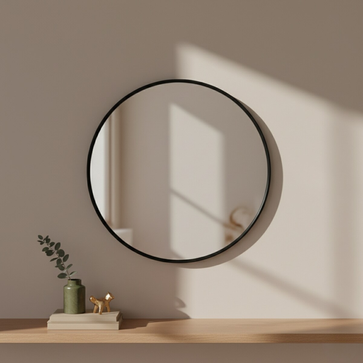 Okrągłe lustro ścienne LØOP, Ø 60 cm, kolor czarny, szkło