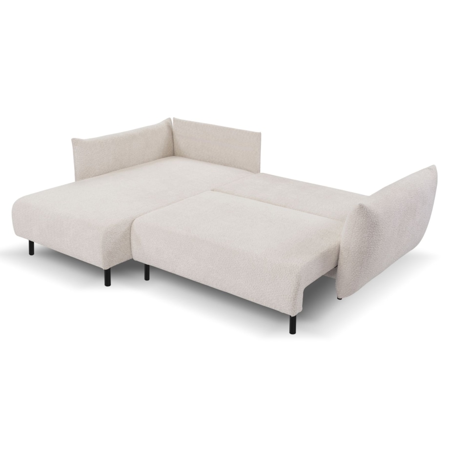 Narożnik DELI z funkcją spania na nóżkach, lewostronny, beżowy