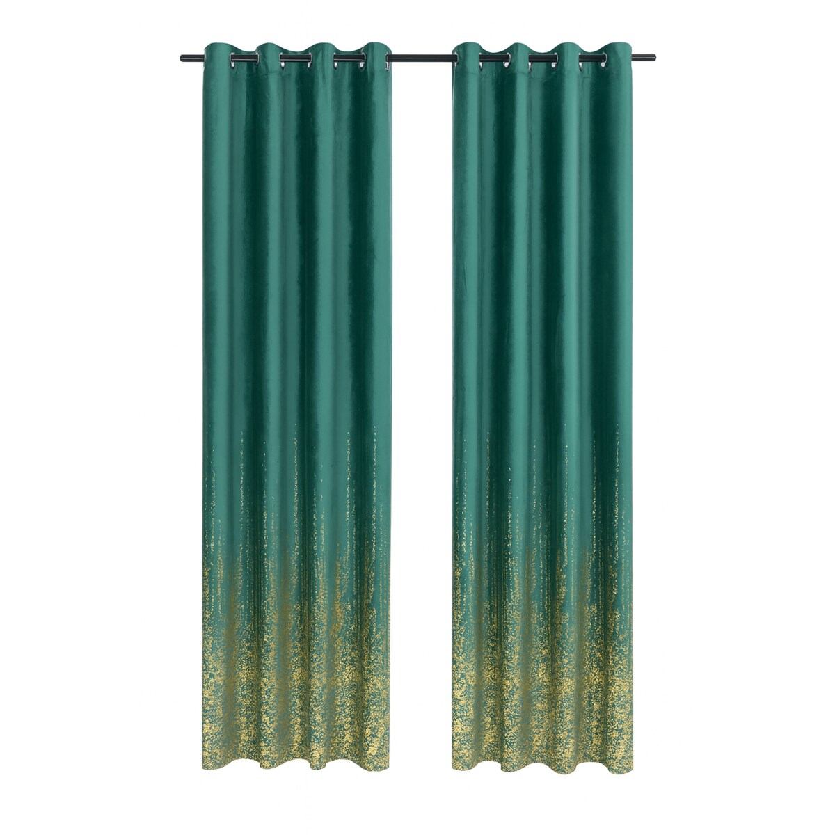 zasłona welurowa "złota mgła" przelotki 140x250 | zielony