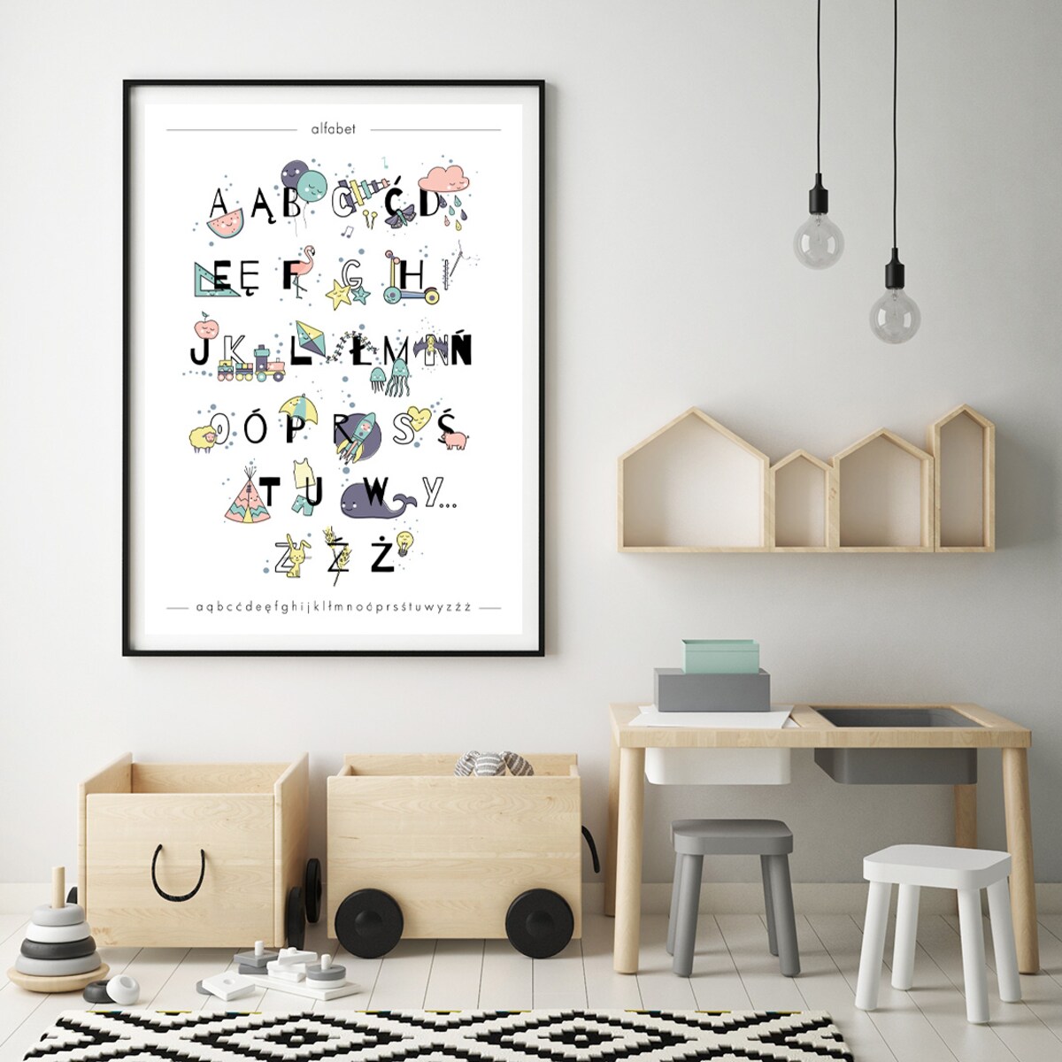 Plakat dla dzieci Alfabet pastelowy 30x40