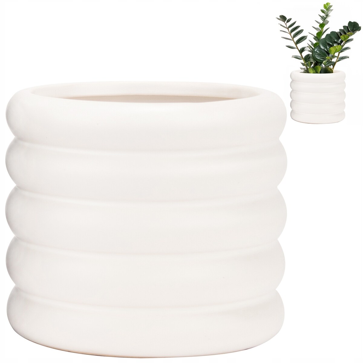 DONICZKA BIAŁA CERAMICZNA 15cm do domu salonu kwiatów osłonka na parapet