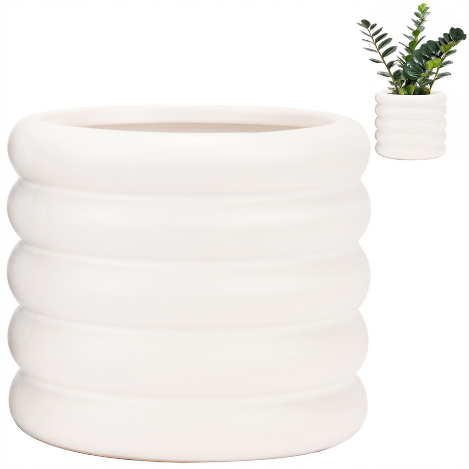 DONICZKA BIAŁA CERAMICZNA 15cm do domu salonu kwiatów osłonka na parapet