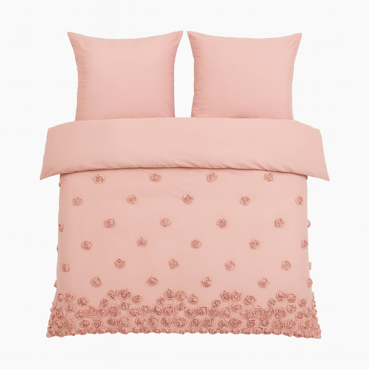 pościel "french roses" z aplikacją 3d róże wyszywane 200x220 | rózowy