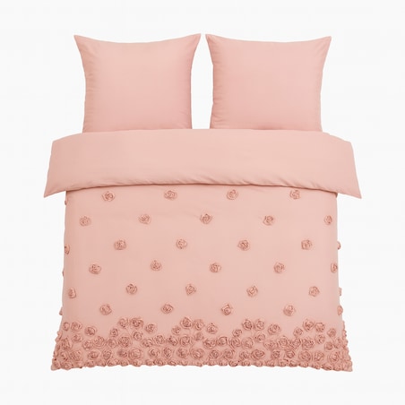 pościel "french roses" z aplikacją 3d róże wyszywane 200x220 | rózowy