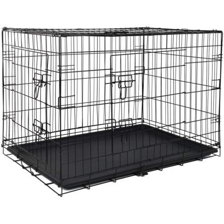 Klatka kennelowa dla zwierząt FUNFIT HOME&OFFICE transporter kojec 57x92x64 cm czarna XL