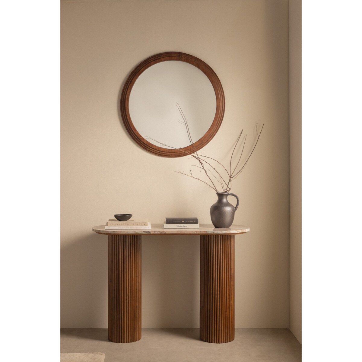 Konsola z marmuru i drewna mango 110x45 cm Norma