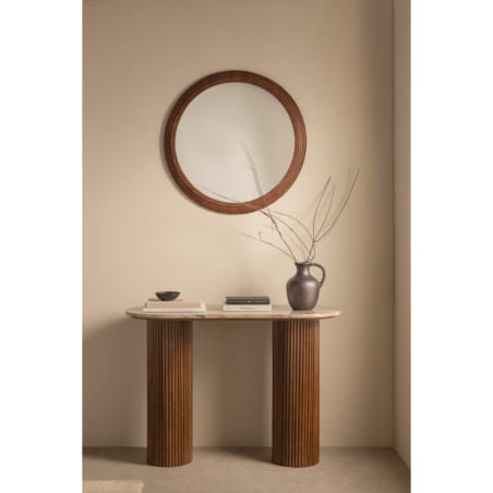 Konsola z marmuru i drewna mango 110x45 cm Norma