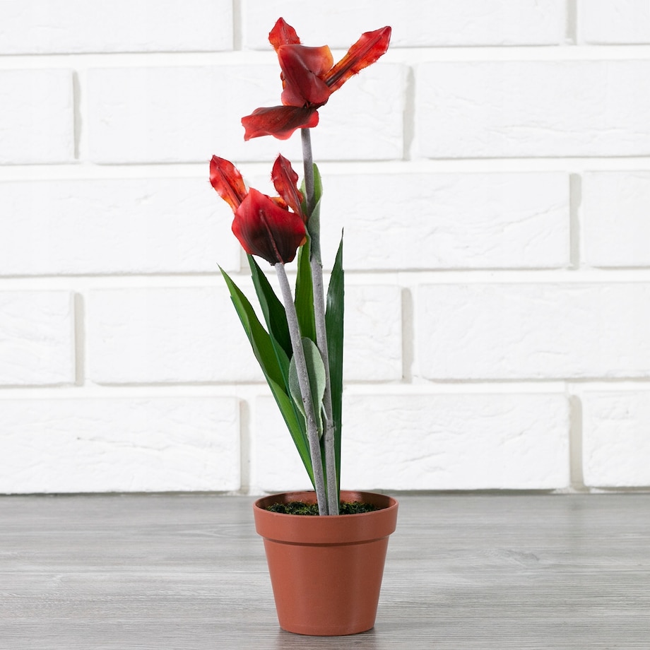 SZTUCZNA ORCHIDEA w doniczce czerwona wys. 31cm