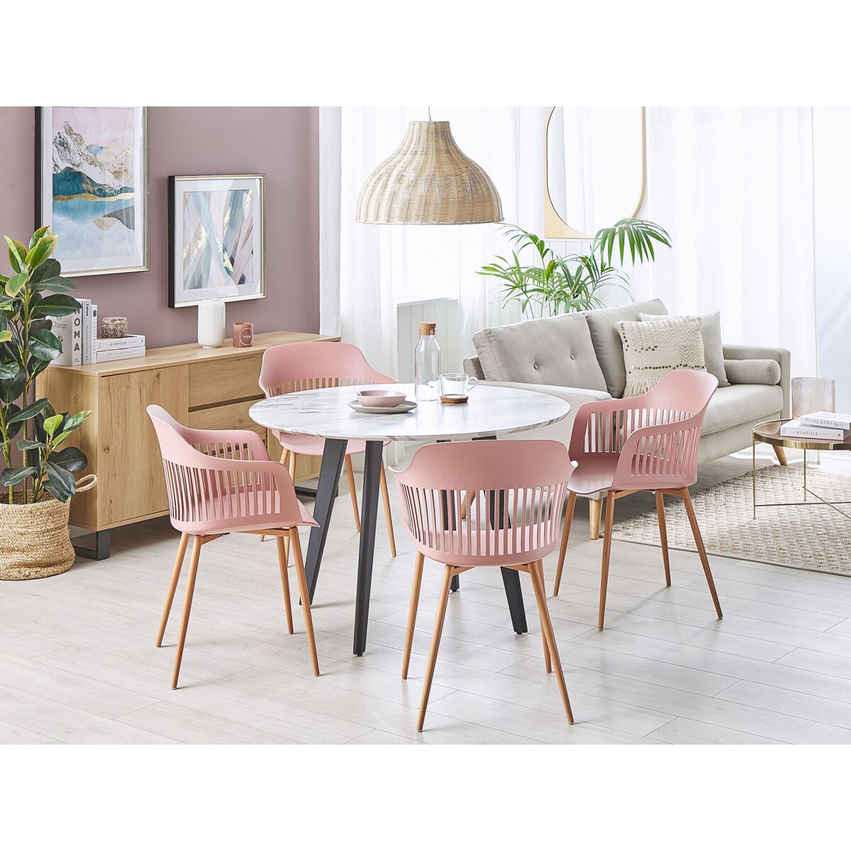 Zestaw 2 krzeseł do jadalni różowy BERECA