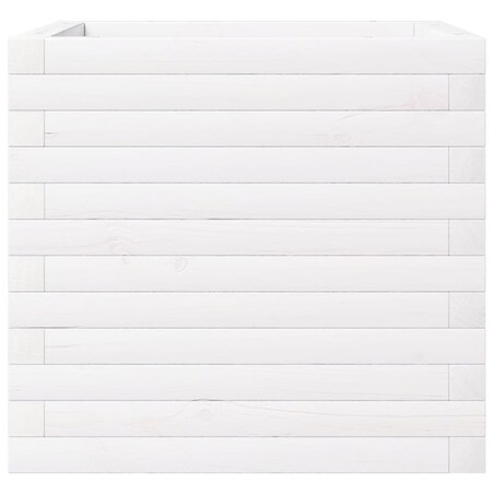 vidaXL Donica ogrodowa, biała, 50x50x46 cm, lite drewno sosnowe