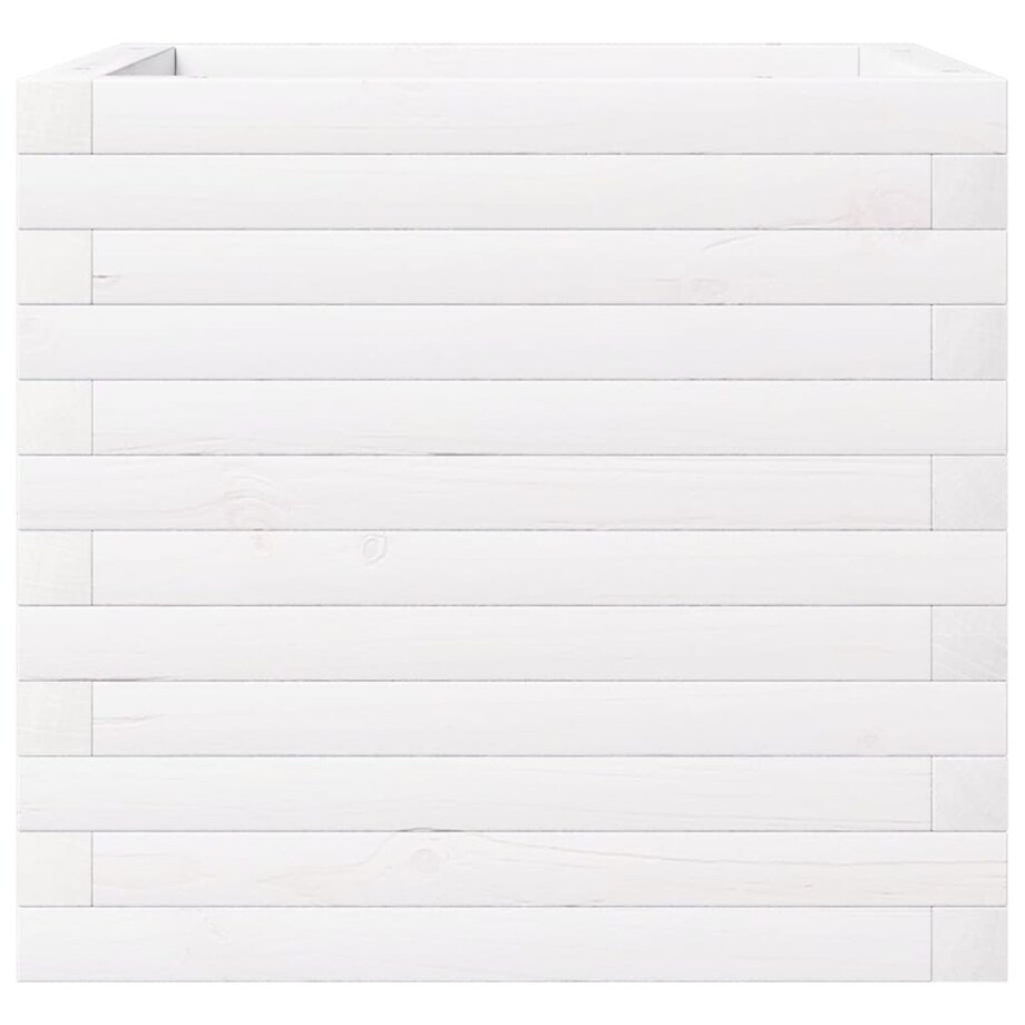 vidaXL Donica ogrodowa, biała, 50x50x46 cm, lite drewno sosnowe