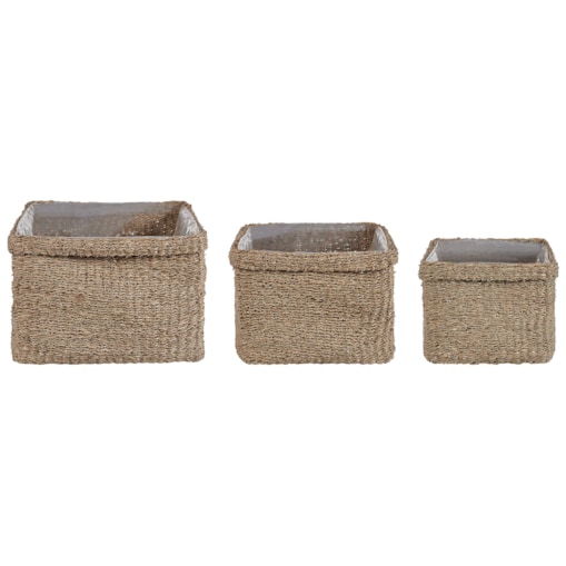 Zestaw 3 koszy na kwiaty z trawy morskiej naturalny RIVULINE