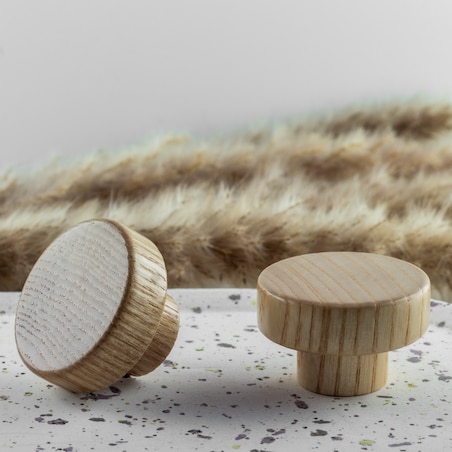 Gałka meblowa drewniana uchwyt do mebli szafek szuflad okrągły dąb