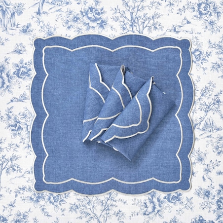 Obrus Toile de Jouy Blue okrągły - Średnica ok. ⌀ 140 cm