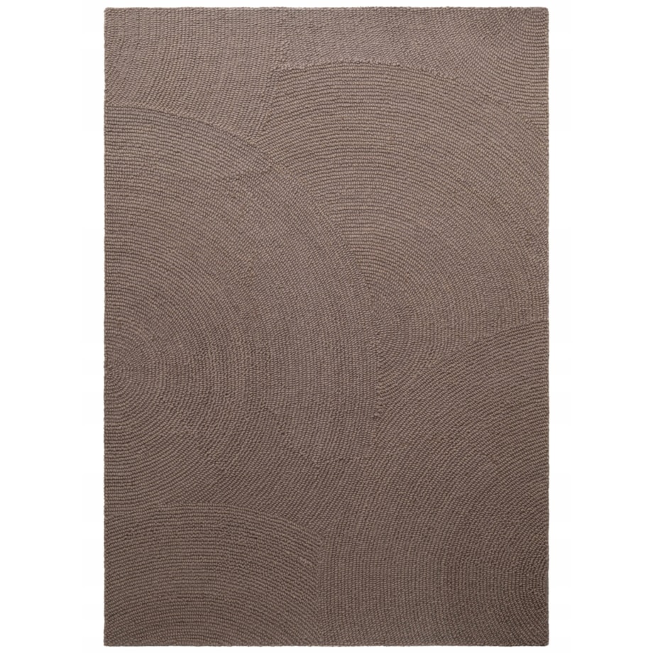 Dywan wełniany do salonu 120x180cm, brązowy wzór w półkola, efekt 3d