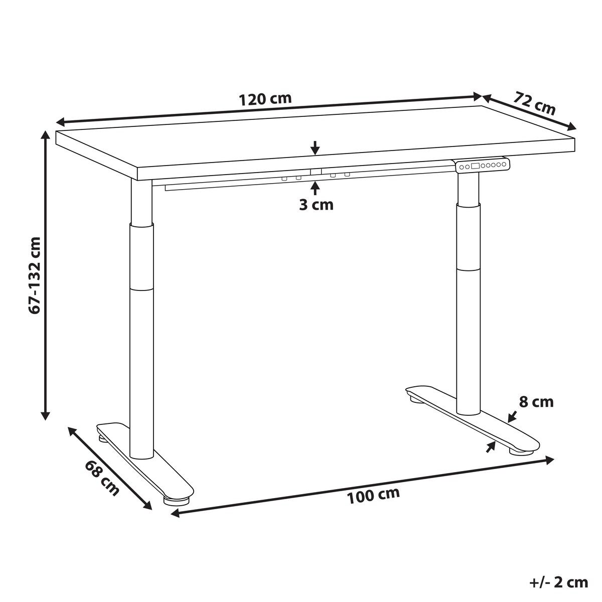 Biurko regulowane elektrycznie DESTINAS Szary/ biały 120 cm 72 cm