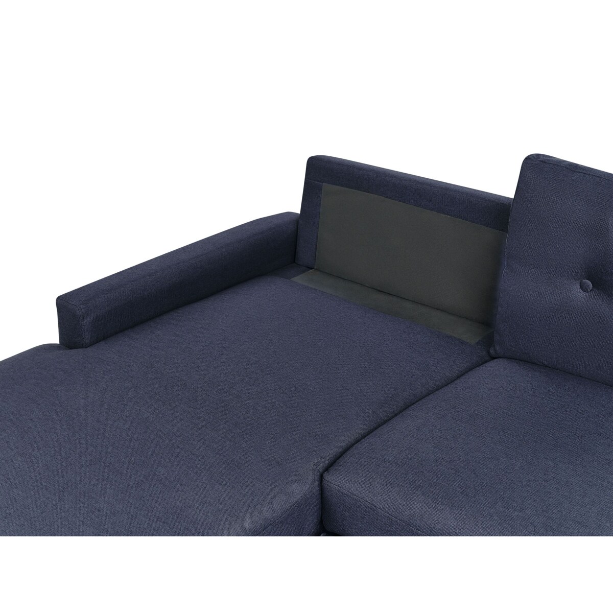 Narożnik rozkładany FLAKK Granatowy ze schowkiem dla 4 osób Prawostronny