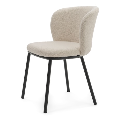 KRZESŁO TAPICEROWANE DO SALONU GLAMOUR TKANINA BOUCLE TEDDY JASNOBEŻOWE BARI