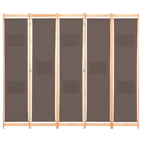 vidaXL Parawan 5-panelowy, brązowy, 200 x 170 x 4 cm, tkanina