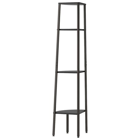 vidaXL Regał narożny, 4 półki, czarny, 45,5x31,5x150 cm