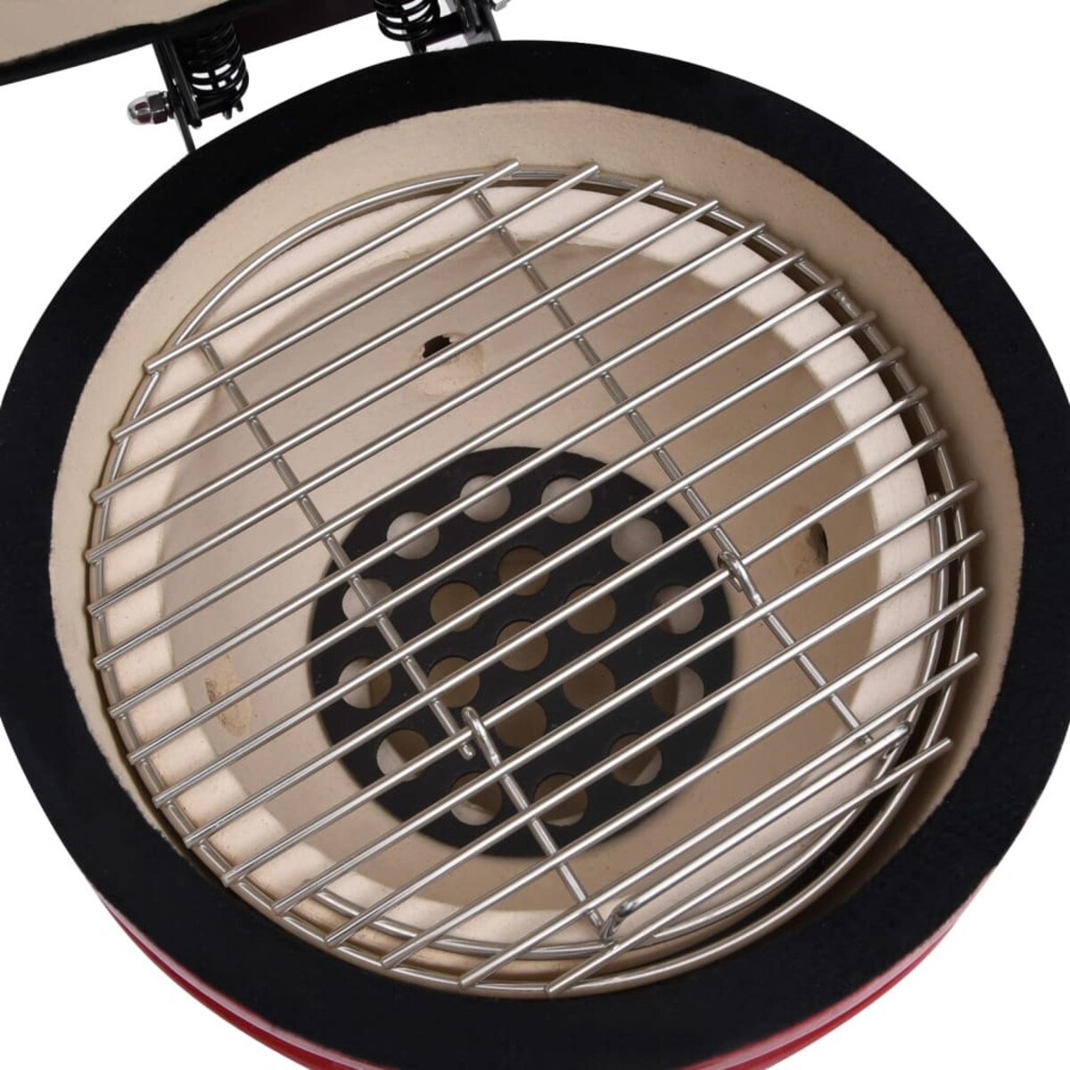 vidaXL Ceramiczny grill kamado z wędzarnią, 2-w-1, 56 cm, czerwony
