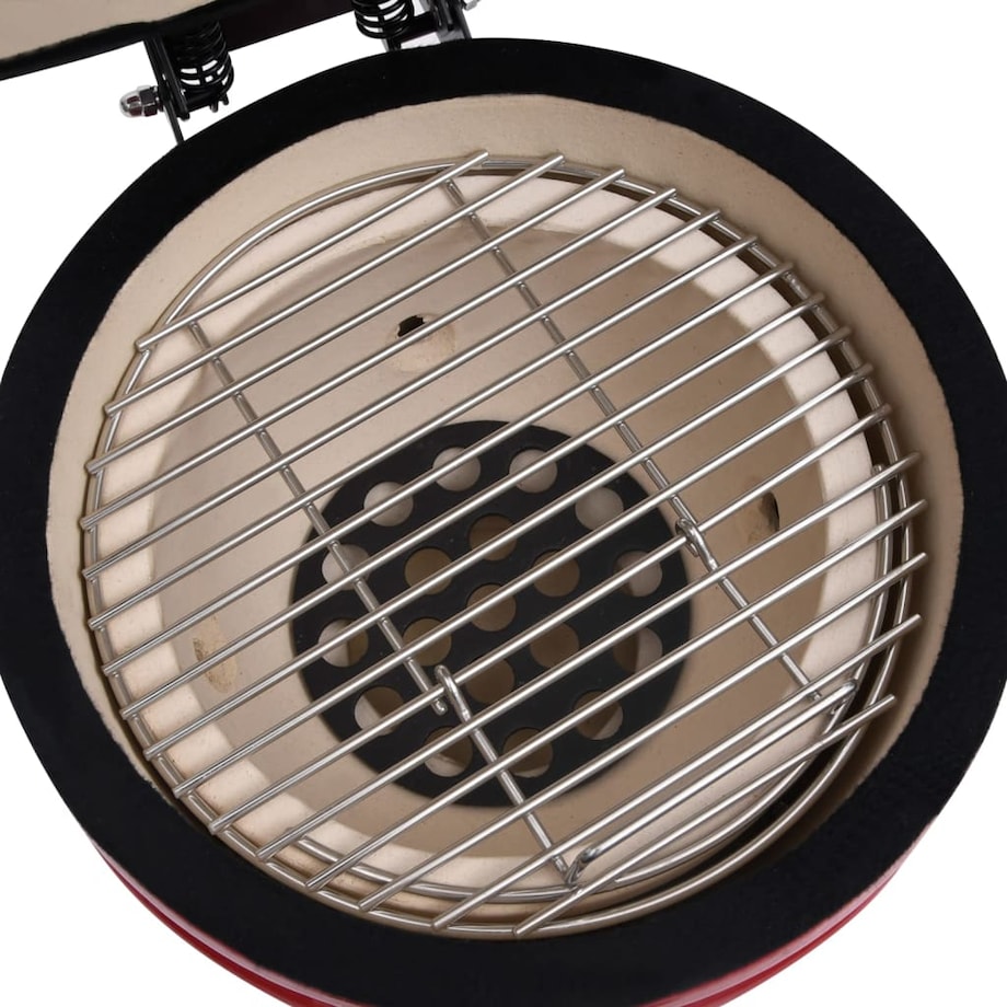 vidaXL Ceramiczny grill kamado z wędzarnią, 2-w-1, 56 cm, czerwony