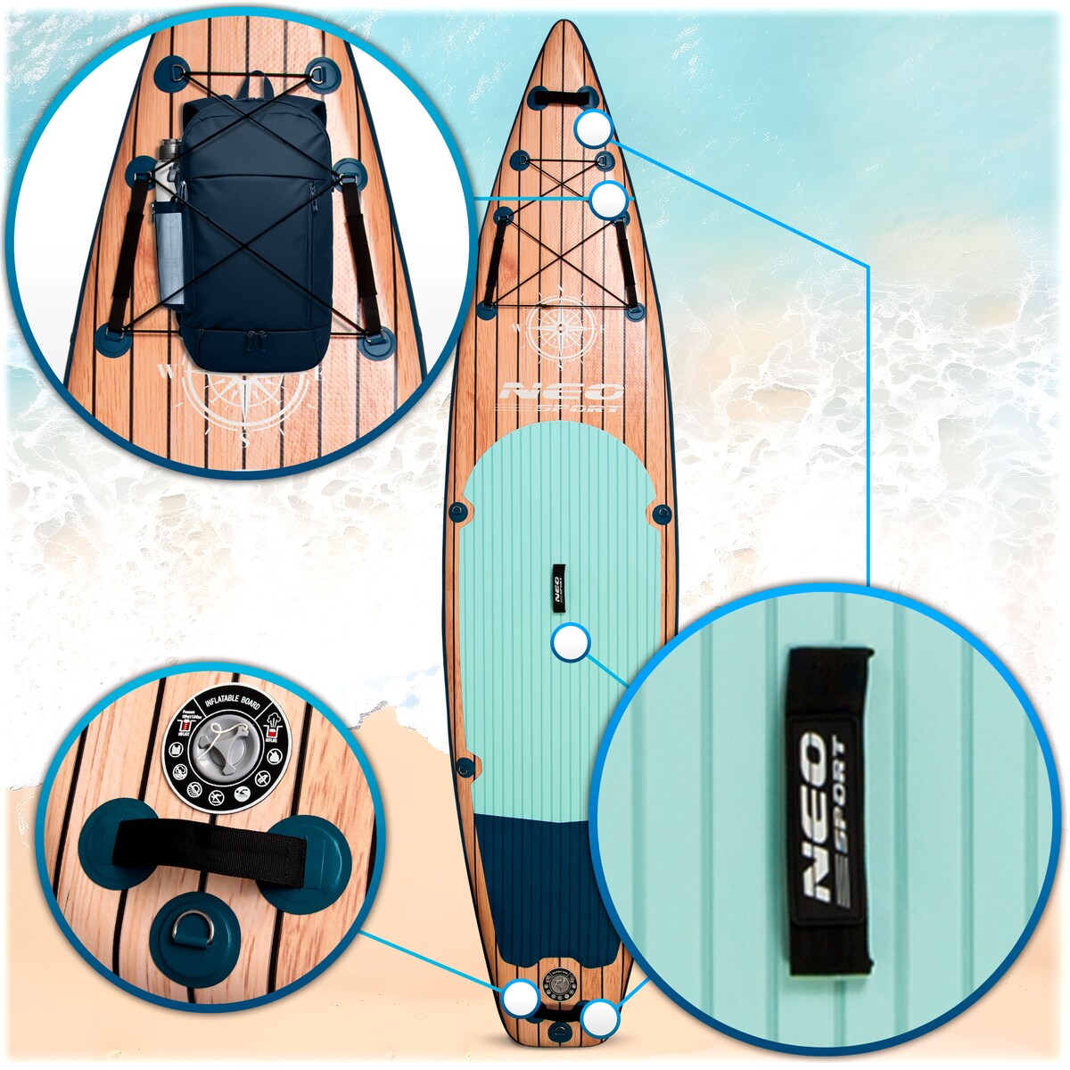 Deska SUP do pływania pompowana Paddle Reefbreak 350cm Neo-Sport ZESTAW