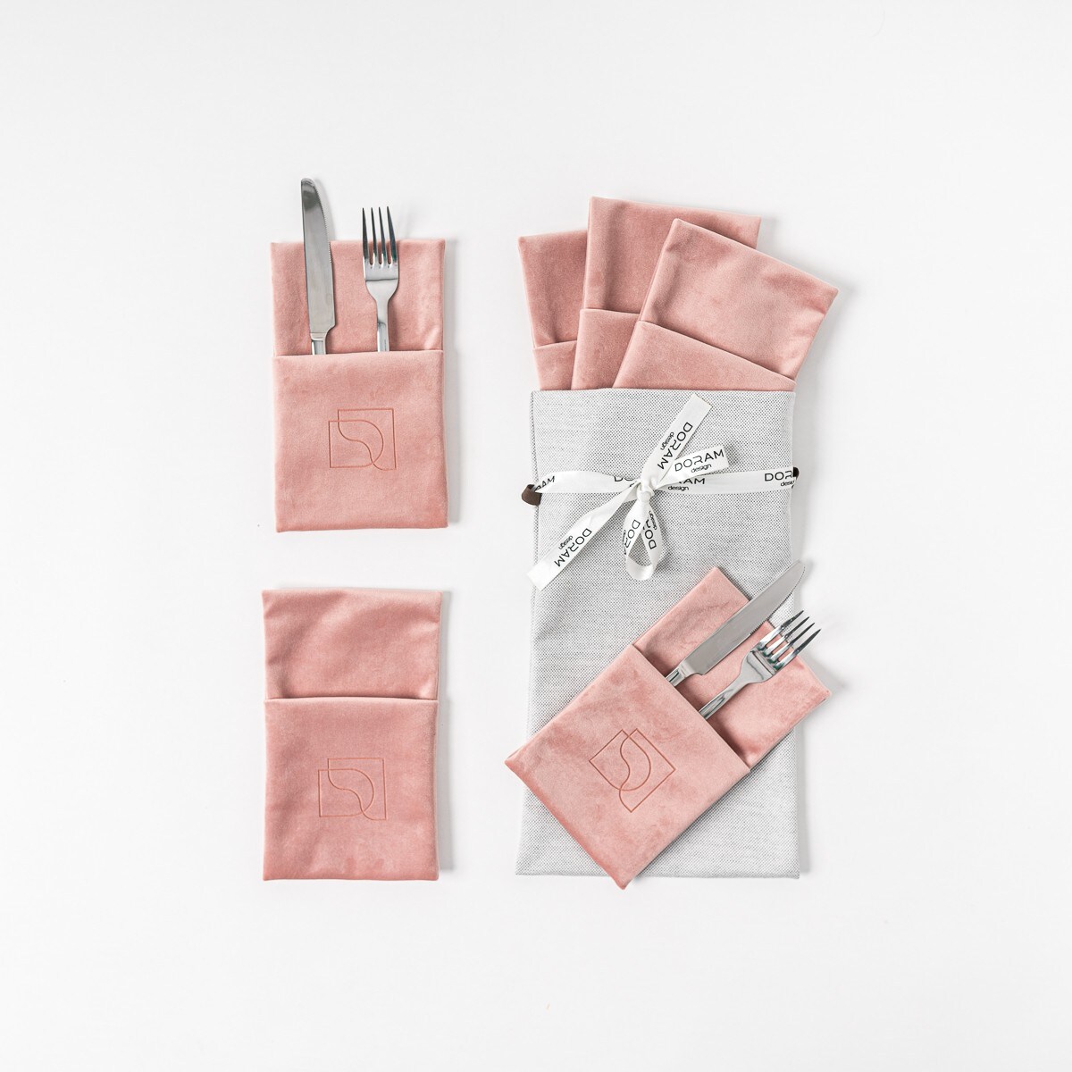 Welurowe Etui na sztućce Mellow 6 szt.