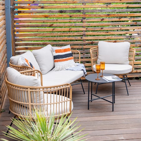 ZESTAW MEBLI OGRODOWYCH MARESOL Z 2 STOLIKAMI KAWOWYMI