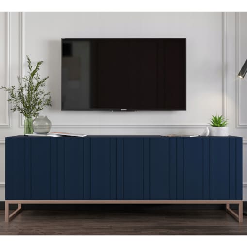 Szafka RTV Glamour Nowoczesna Komoda RTV Granatowy Mat 150 cm