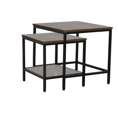 Zestaw 2 ław WENDY brąz rustykalny/czarny mat